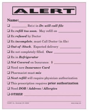PRESCRIPTION ALERT FORM