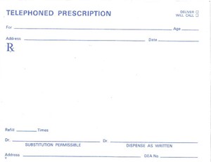 STOCK PRESCRIPTION BLANKS (no imprint)